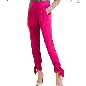 NWOT INC Pink Satin Tie Bottom Pants 10